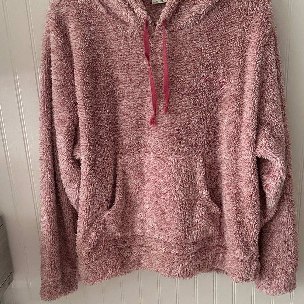 Hurley Pink Fleece Hoodie Kangaroo Pocket Sweater Like New sz XL - Picture 5 of 13